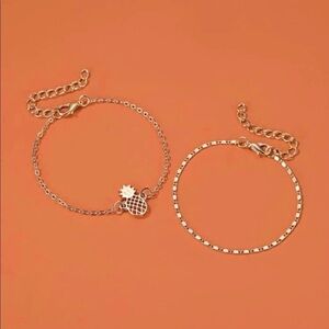 Pineapple 🍍 Anklet Set of 2 gold